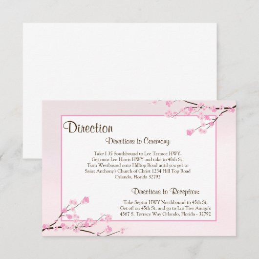 3.5 x 5 Richting Kaart Kersenbloesem - Roze (Voorkant / Achterkant)