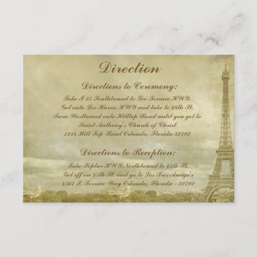 3.5 x 5 Richting Kaart  Paris (Voorkant)