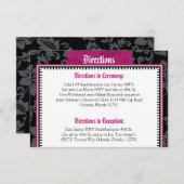 3.5 x 5 Richting Kaart Zwart Bloemen Heet Roze Str (Voorkant / Achterkant)