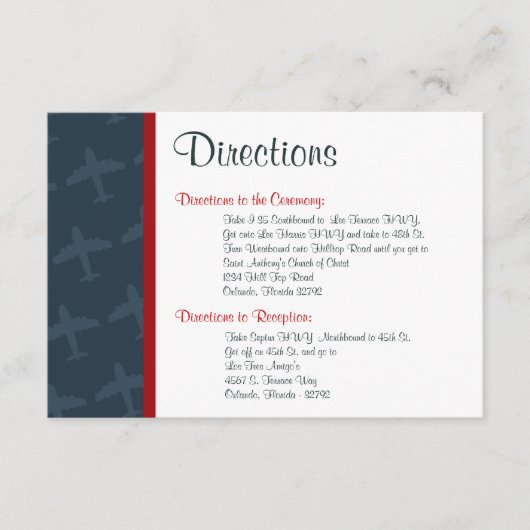 3.5 x 5 richtingen Vliegtuigvlucht Informatiekaartje (Voorkant)