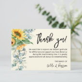 3,5 x 5 zonnebloem Funeral Hartelijk dank Bedankkaart (Staand voorkant)