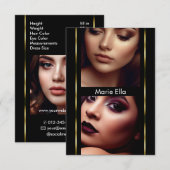 3,5" x 5" Zwart Goud Glam Comp Kaart Fotosjabloon (Voorkant / Achterkant)