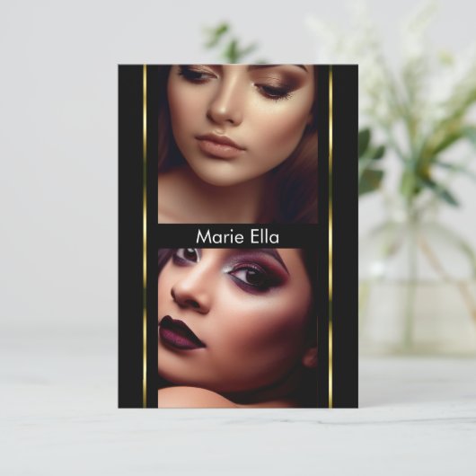 3,5" x 5" Zwart Goud Glam Comp Kaart Fotosjabloon (Staand voorkant)