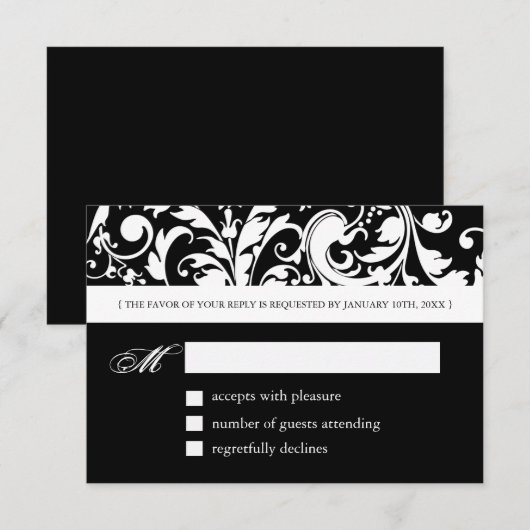 3,5 x 5 - Zwart-wit antwoord Kaarten - RSVP (Voorkant / Achterkant)