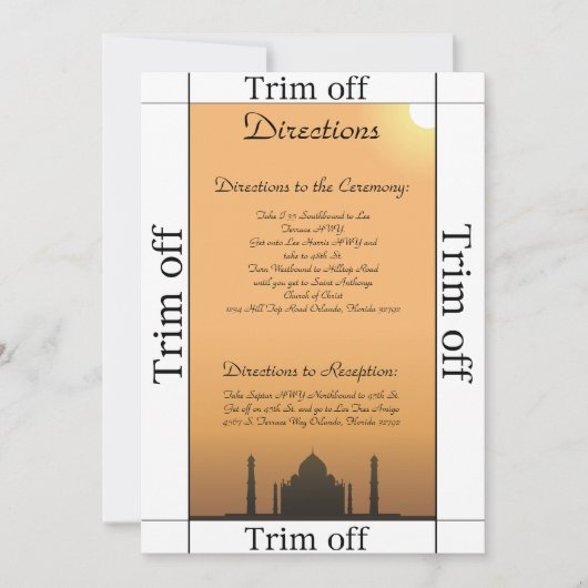 3.5 x 7 routebeschrijving Taj Mahal Sunset of Kaart (Voorkant)