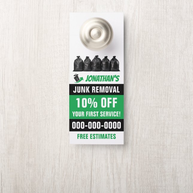 3.5" x 8.5" Double Sided Junk Removal Door Hanger (Op knop)