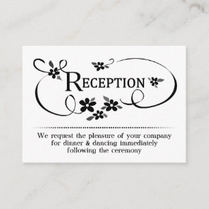 3.5x2.5 Receptie Kaarten Zwart & Wit Bloemen