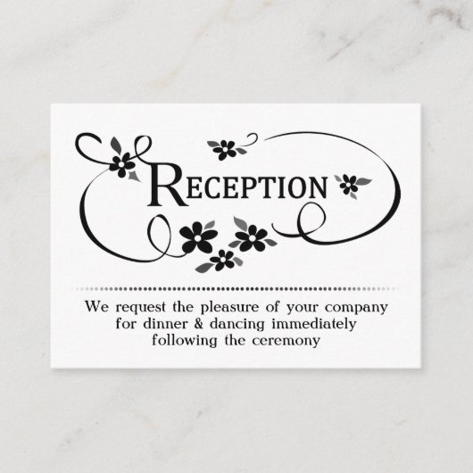 3.5x2.5 Receptie Kaarten Zwart & Wit Bloemen (Voorkant)