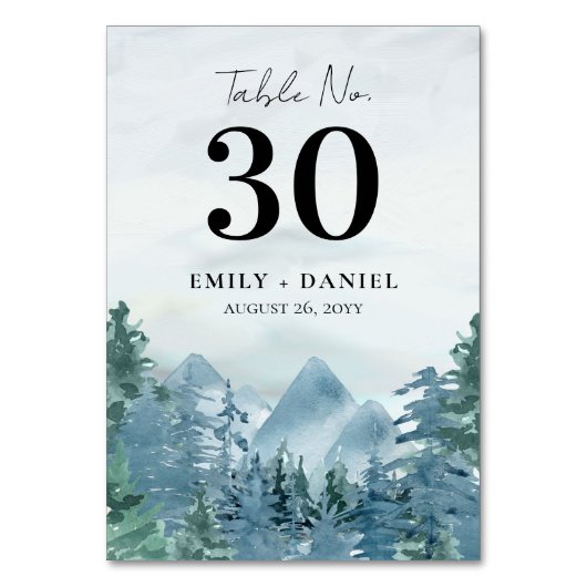 3.5x5.0 Rustieke Blauwe Bergen Bruiloft Budget Kaart (Achterkant)