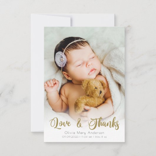3.5x5 Aankondiging geboorte Foto Hartelijk dank (Voorkant)