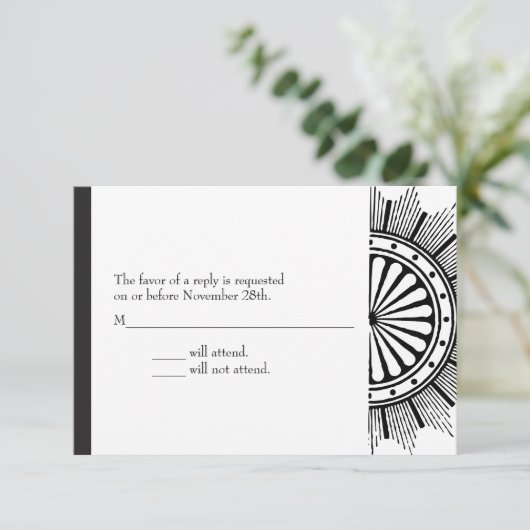 3.5x5 Art Deco-reactiekaart RSVP Kaartje (Staand voorkant)