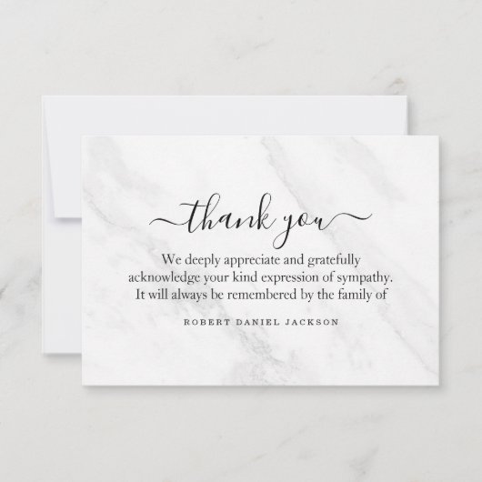 3.5x5 begrafenis Dank u Opmerking Verdriet Wit Mar Bedankkaart (Voorkant)