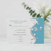3,5x5  Blauwgroen en zilvervlies RSVP Kaart (Staand voorkant)
