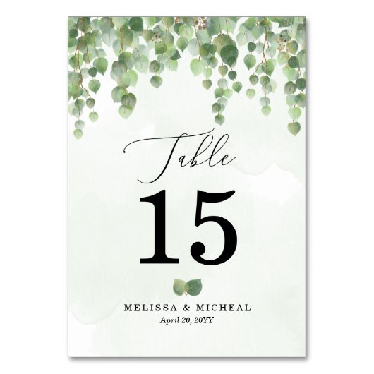 3.5x5 🌿 Cascading Waterverf Eucalyptus Kaart (Voorkant)