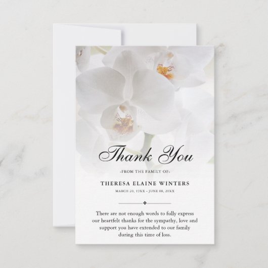 3.5x5 Dank u Orchid Funeral Fotosympathie Bedankkaart (Voorkant)