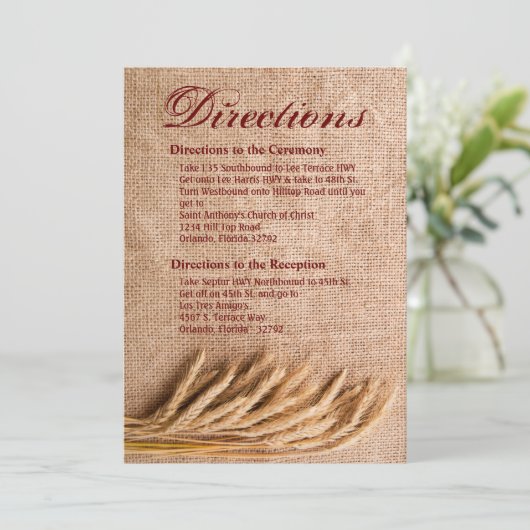 3.5x5 Directiekaart Tarwe op Burlap Sack Country Kaart (Staand voorkant)