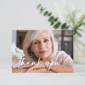 3.5x5 Elegant Chic Script Funeral Photo Bedankkaart (Staand voorkant)