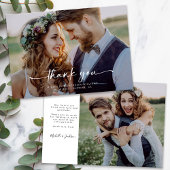 3.5x5 Elegant Chic Script Weduwfoto Bedankkaart