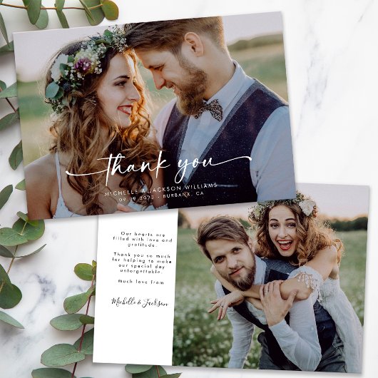 3.5x5 Elegant Chic Script Weduwfoto Bedankkaart