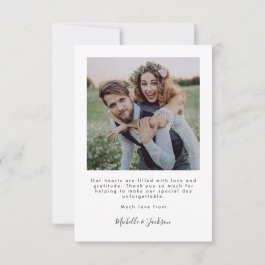 3.5x5 Elegant Chic Script Weduwfoto Bedankkaart (Achterkant)