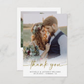 3.5x5 Elegant Chic Script Weduwfoto Bedankkaart (Voorkant / Achterkant)