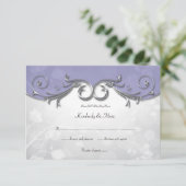 3,5x5 elegante Paarse zilver-lederen overlay RSVP (Staand voorkant)