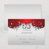 3.5x5 Elegante Rood en Zilver RSVP Kaartje (Voorkant / Achterkant)
