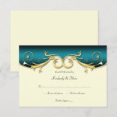 3.5x5 Elegante Teal Gouden RSVP Kaartje (Voorkant / Achterkant)