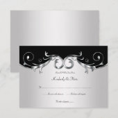 3.5x5 Elegante Zwart en Zilver RSVP Kaartje (Voorkant / Achterkant)