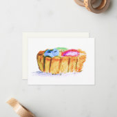3.5X5" Fruit Tart Original Abstract Art Note Card Notitiekaartje (Voorkant / Achterkant in situ)