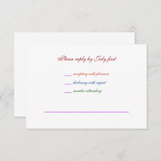 3,5x5 Gay Wedding Rainbow LGBT Pride RSVP Basic (Voorkant / Achterkant)