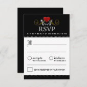 3.5x5 Halloween Skelet Zwart Wit Bijpassende RSVP (Voorkant / Achterkant)