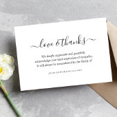 3.5x5 Hartelijk dank voor uw Funeral Bereavement Bedankkaart