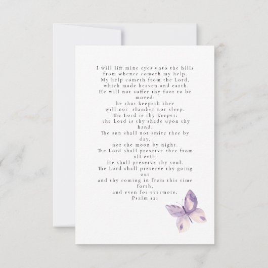 3,5x5-inch Butterflies Foto Funeral Memorial Praye Notitiekaartje (Achterkant)