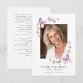3,5x5-inch Butterflies Foto Funeral Memorial Praye Notitiekaartje (Voorkant / Achterkant)
