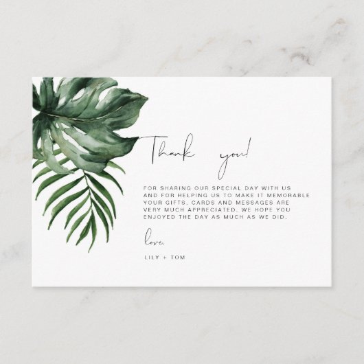 3.5x5 inch Tropisch Dank u Bruiloft Informatiekaartje (Voorkant)