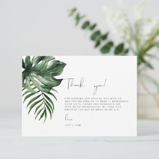 3.5x5 inch Tropisch Dank u Bruiloft Informatiekaartje (Staand voorkant)