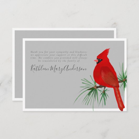3.5x5 Kardinaal sympathie Funeral Bedankkaart (Voorkant / Achterkant)