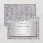 3,5x5 Lavender Silver Grunge Damask RSVP (Voorkant / Achterkant)