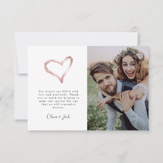 3.5x5 Liefde & Bedankt Roze Folie Foto bruiloft (Achterkant)