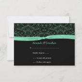 3,5x5 Mint Green Scroll & Ribbon op zwarte RSVP (Voorkant)