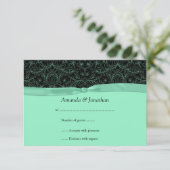 3.5x5 Mintgroene krullen en lint op zwarte RSVP (Staand voorkant)