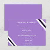 3,5x5 Moderne, zwarte Paarse horizontale strepen RSVP Kaartje (Voorkant / Achterkant)