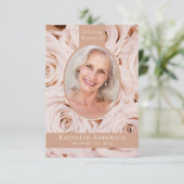 3.5x5 ovale foto roze rozen gedenkteken Kaart (Staand voorkant)
