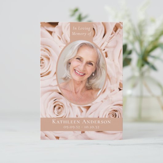 3.5x5 ovale foto roze rozen gedenkteken Kaart (Staand voorkant)