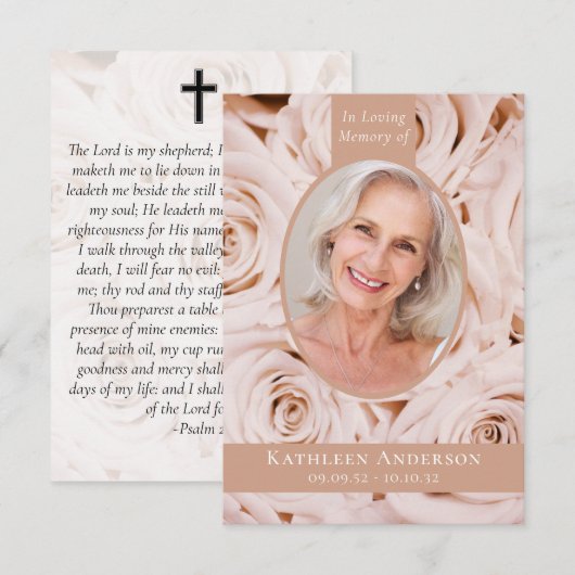 3.5x5 ovale foto roze rozen gedenkteken Kaart (Voorkant / Achterkant)