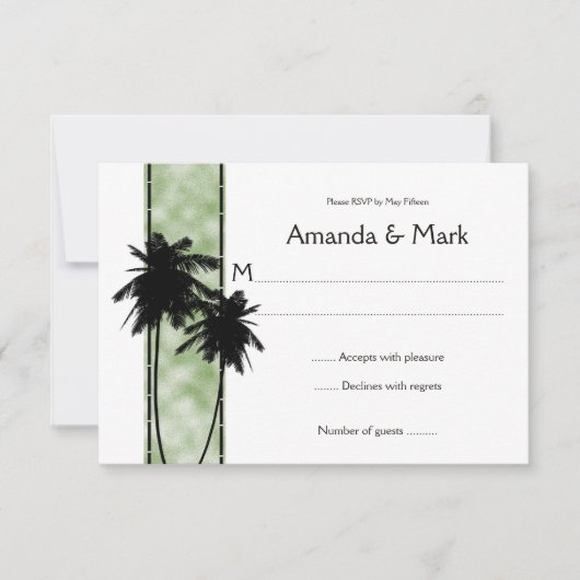 3,5x5 Palmbomen en groene RSVP Kaartje (Voorkant)