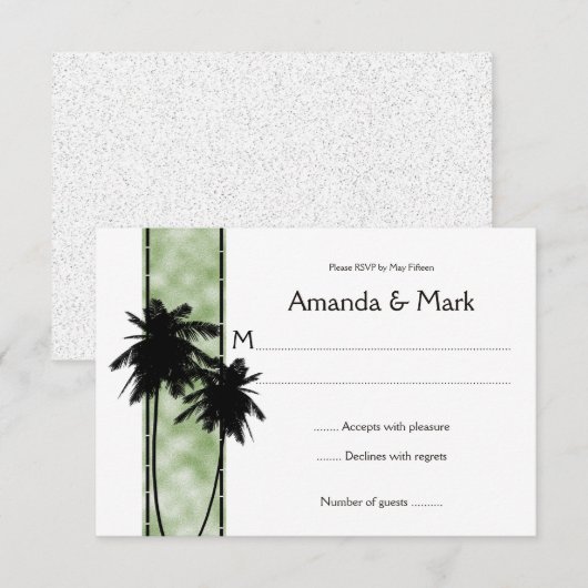 3,5x5 Palmbomen en groene RSVP Kaartje (Voorkant / Achterkant)