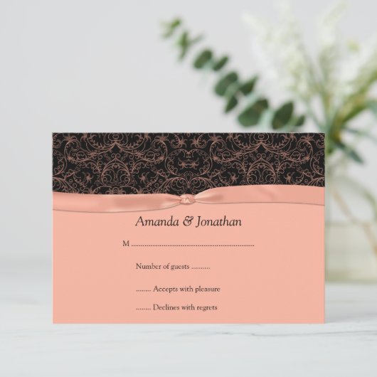 3.5x5 perzik rollen & lint op zwart RSVP (Staand voorkant)