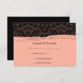 3.5x5 perzik rollen & lint op zwart RSVP (Voorkant / Achterkant)